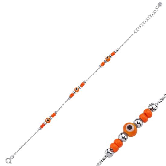 Wholesale Orange Evil Eye & Miyuki Beads Bracelet