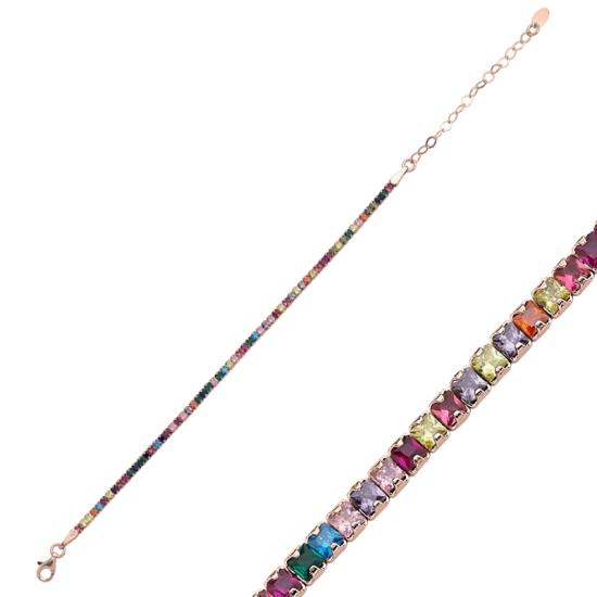 Wholesale 2mm Colorful Square CZ Tennis Bracelet