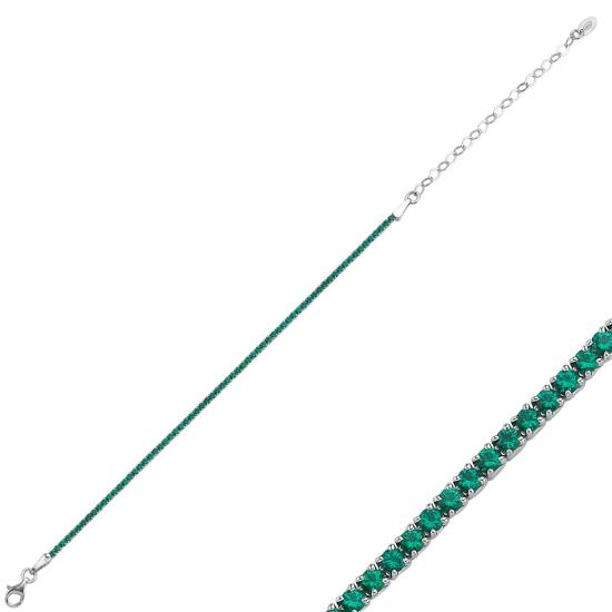 Wholesale 1.75mm Square Emerald & CZ Tennis Bracelet