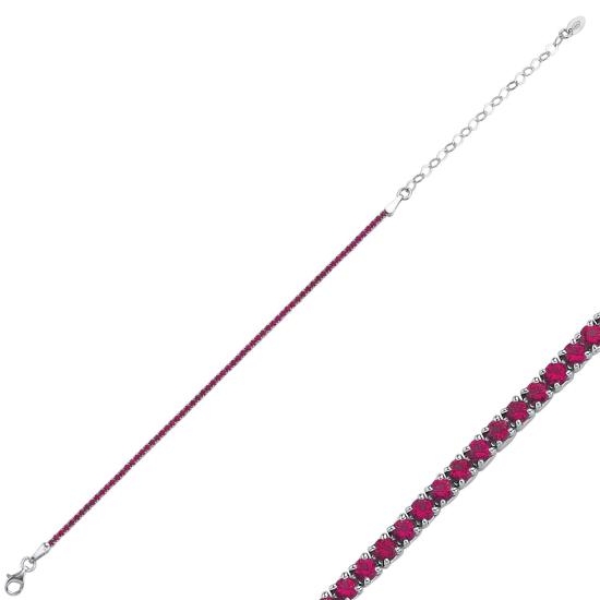 Wholesale 1.75mm Square Ruby & CZ Tennis Bracelet