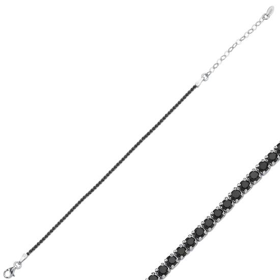 Wholesale 1.75mm Square Black & CZ Tennis Bracelet