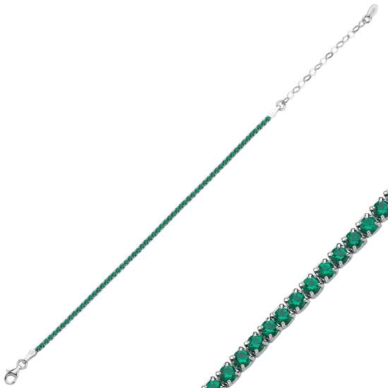 Wholesale 2mm Square Emerald & CZ Tennis Bracelet