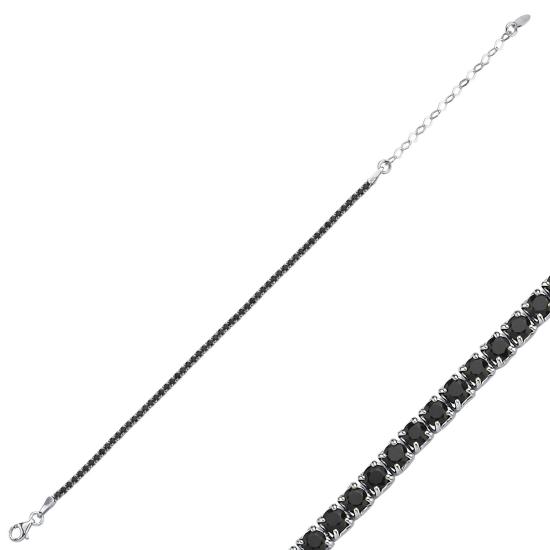 Wholesale 2mm Square Black & CZ Tennis Bracelet