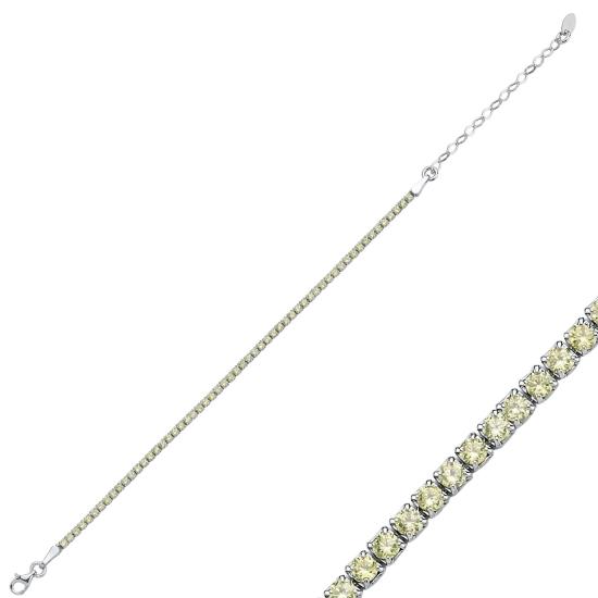 Wholesale 2mm Square Citrine & CZ Tennis Bracelet