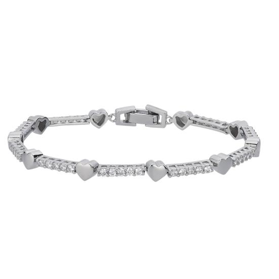 Wholesale Heart Tennis CZ Bracelet