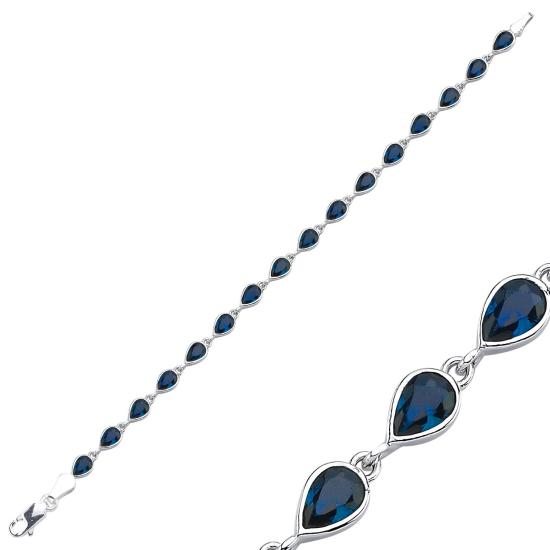 Wolesale Teardrop Sapphire CZ Tennis Bracelet