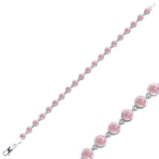 Wolesale Pink Round CZ Tennis Bracelet