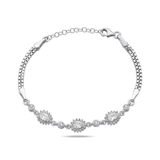 Wholesale CZ Teardrop & CZ Box Chain Bracelet