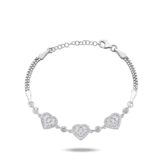 Wholesale Heart Baguette & CZ Box Chain Bracelet