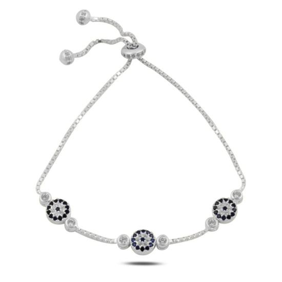 Wholesale CZ Evil Eye Adjustable Sliding Bracelet