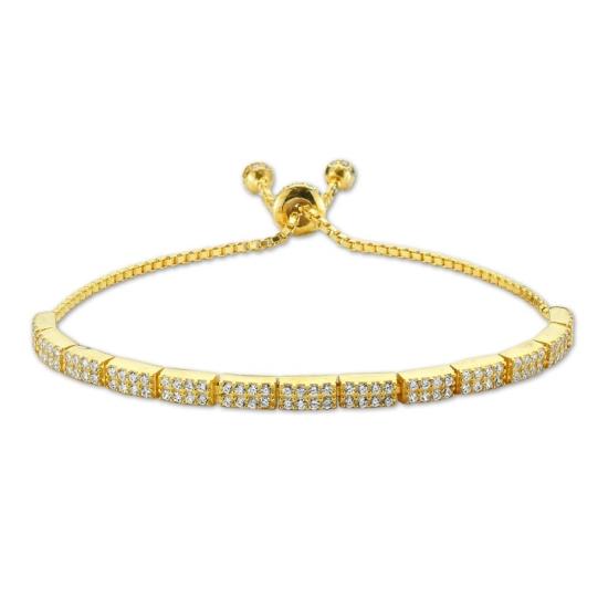 Wholesale 2 Row CZ Adjustable Sliding Bracelet