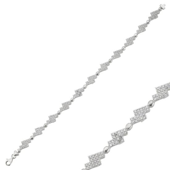 Wholesale Rhodium Plated Bracelet with CZ