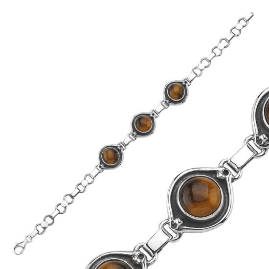 Wholesale Tiger’s Eye Sterling Silver Handmade Bracelet