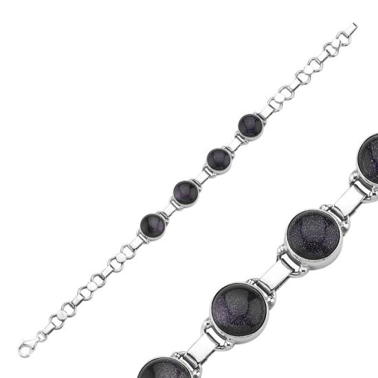 Wholesale Blue Goldstone Sterling Silver Handmade Bracelet