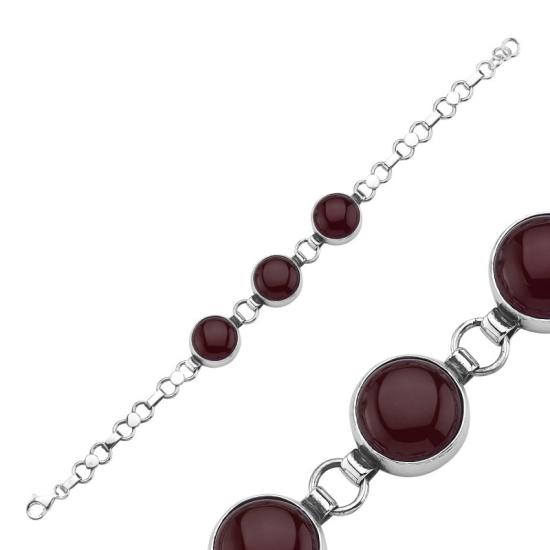 Wholesale Red Agate Sterling Silver Handmade Bracelet