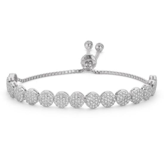 Wholesale Round CZ Adjustable Sliding Bracelet