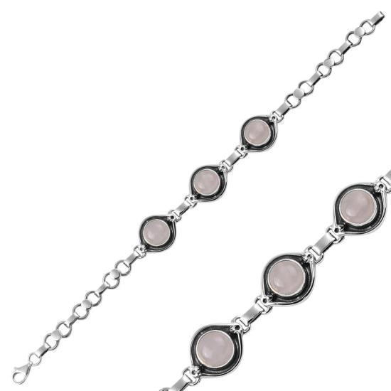 Wholesale Rose Quartz Sterling Silver Handmade Bracelet