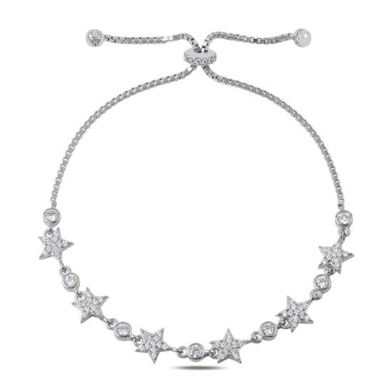 Wholesale CZ Stars Adjustable Sliding Bracelet