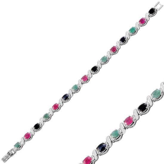 Wholesale Ruby, Emerald & Sapphire Tennis Bracelet