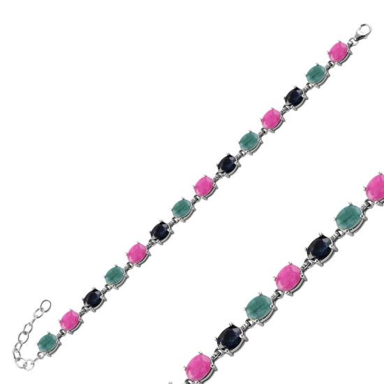 Wholesale Ruby, Emerald & Sapphire Tennis Bracelet