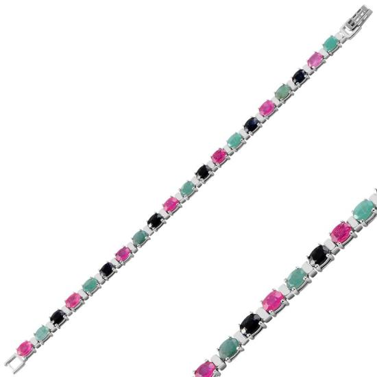 Wholesale Ruby, Emerald & Sapphire Tennis Bracelet