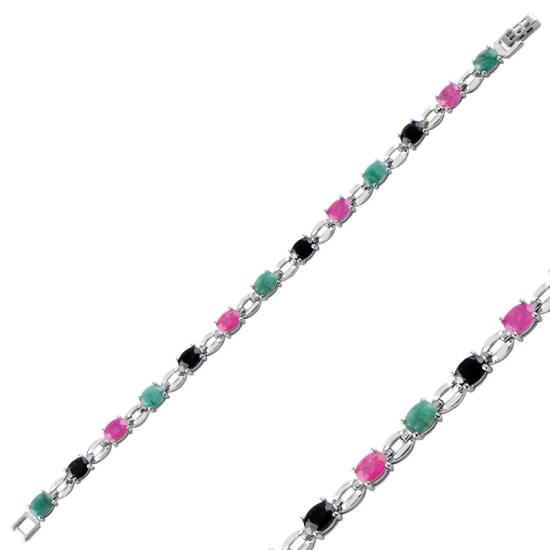 Wholesale Ruby, Emerald & Sapphire Tennis Bracelet