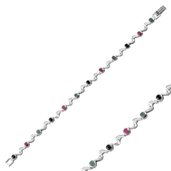 Wholesale Ruby, Emerald & Sapphire Tennis Bracelet