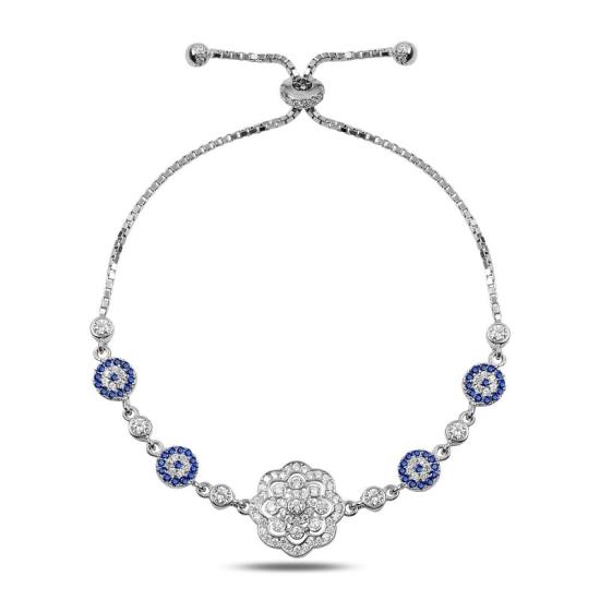 Wholesale CZ Evil Eye Adjustable Sliding Bracelet