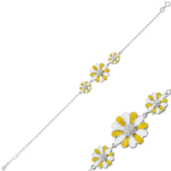 Wholesale CZ & Enamel Daisy Bracelet