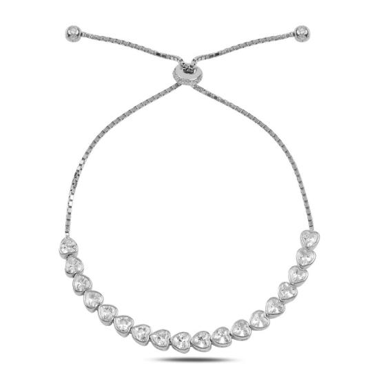 Wholesale Heart CZ Tennis Adjustable Sliding Bracelet