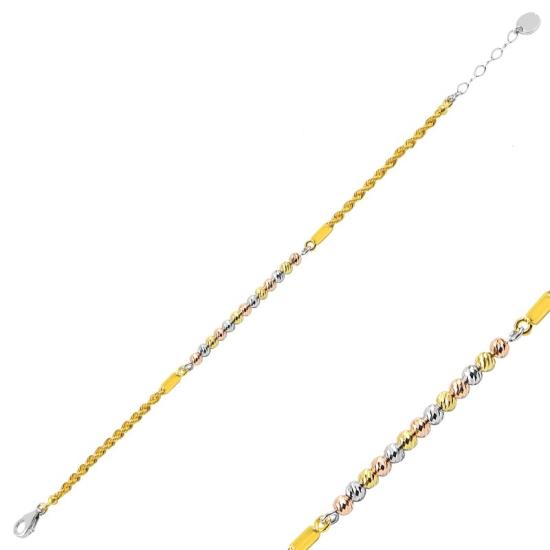 Wholesale Diamond Cut Tricolor Ball Bracelet