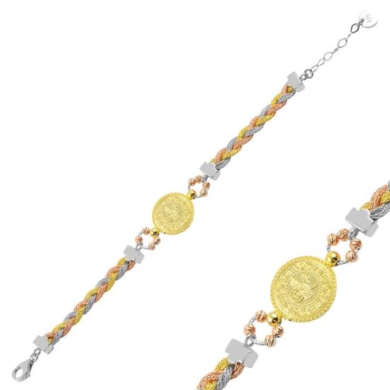 Wholesale Diamond Cut Tricolor Ball Bracelet