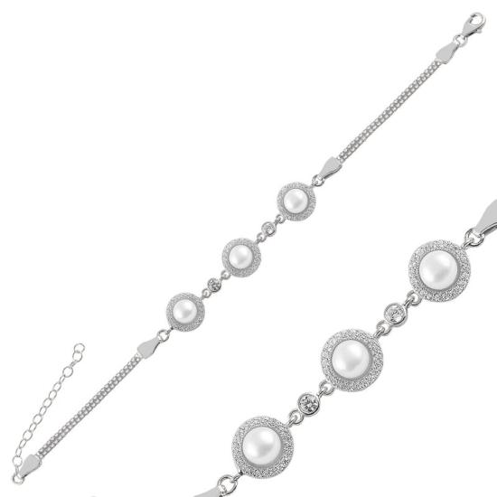 Wholesale Pearl & CZ Box Chain Bracelet