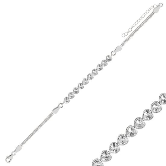 Wholesale Heart CZ Box Chain Tennis Bracelet