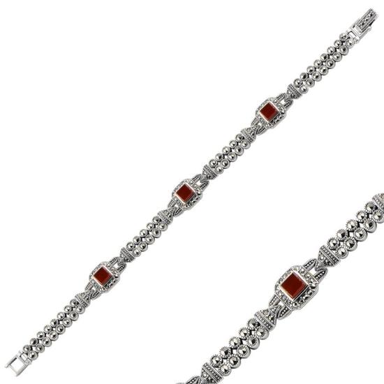 Wholesale Marcasite & Red Agate Bracelet