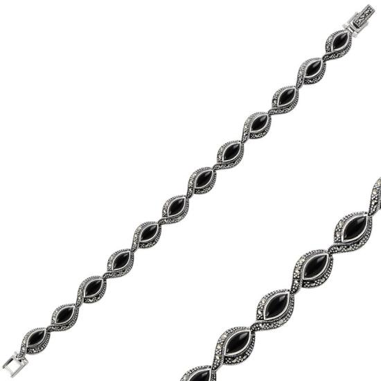 Wholesale Marcasite & Onyx Stone Bracelet