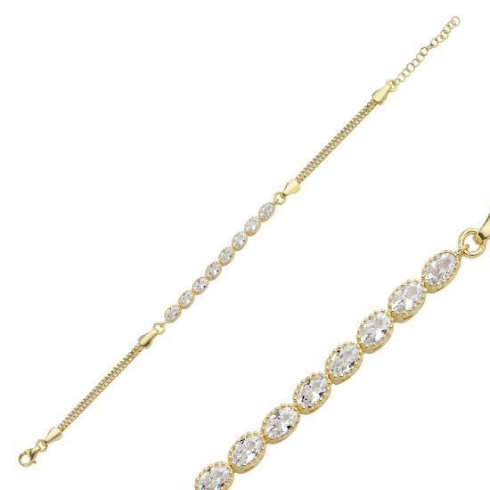 Wholesale Oval CZ Box Chain Tennis Bracelet