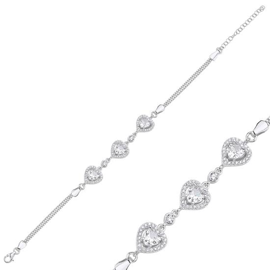 Wholesale Heart CZ Box Chain Bracelet