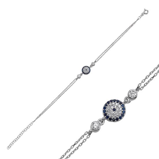 Wholesale Evil Eye CZ Twin Chain Bracelet