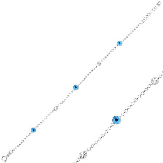 Wholesale Evil Eye & Diamond Cut Ball Bracelet