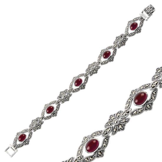 Wholesale Red Agate & Marcasite Bracelet