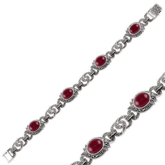 Wholesale Red Agate & Marcasite Bracelet