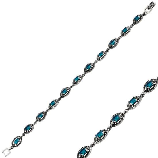 Wholesale Aquamarine CZ & Marcasite Bracelet