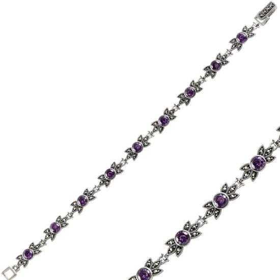 Wholesale Amethyst CZ & Marcasite Bracelet