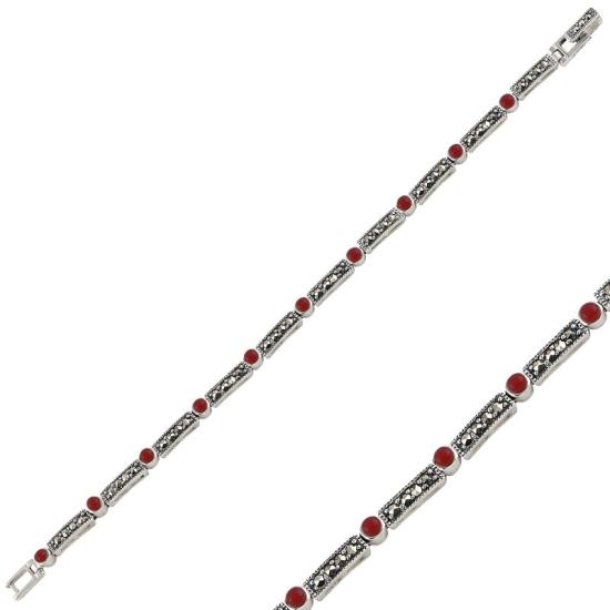 Wholesale Red Agate & Marcasite Bracelet