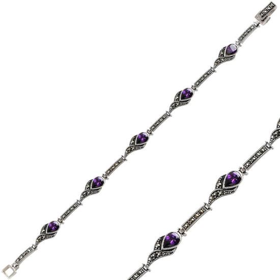 Wholesale Amethyst CZ & Marcasite Bracelet