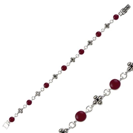 Wholesale Red Agate & Marcasite Bracelet