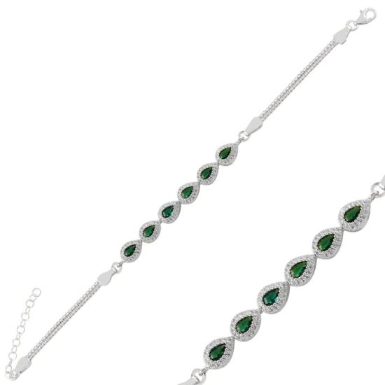 Wholesale Emerald CZ Teardrop Bracelet