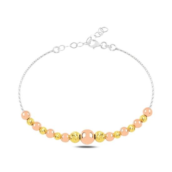 Wholesale Diamond Cut Tricolor Ball Bangle