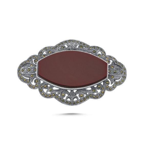 Wholesale Red Agate & Marcasite Brooch